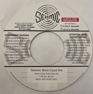 Seismic West Coast India Pale Ale January 2023