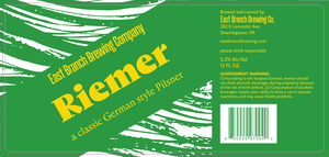 East Branch Brewing Company Riemer German Style Pilsner