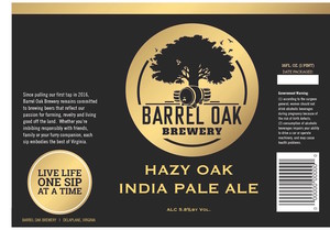 Barrel Oak Brewery Hazy Oak India Pale Ale