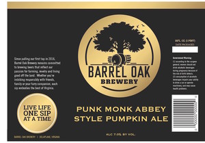 Barrel Oak Brewery Punk Monk Abbey Style Pumpkin Ale