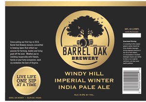 Barrel Oak Brewery Windy Hill Imperial Winter India Pale Ale