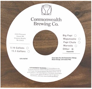 Commonwealth Brewing Co Passionista