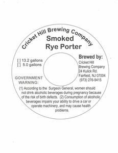 Cricket Hill Smoked Rye Porter January 2023