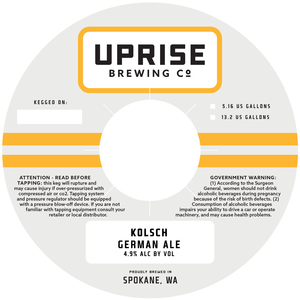 Uprise Brewing Co Kolsch German Ale