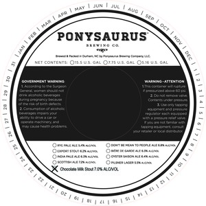 Ponysaurus Brewing Chocolate Milk Stout February 2023