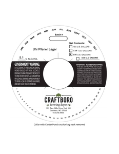 Craftboro Brewing Depot Uhi Pilsner Lager February 2023