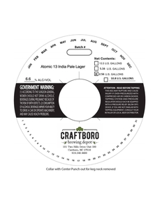 Craftboro Brewing Depot Atomic 13 India Pale Lager February 2023