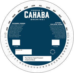 Cahaba Brewing Co Rye Barrel Aged Russian Imperial Stout February 2023