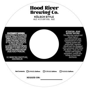 Hood River Brewing Co. KÖlsch Style February 2023
