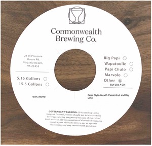 Commonwealth Brewing Co Surf Like A Girl