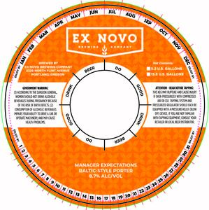 Ex Novo Brewing Company Manager Expectations February 2023