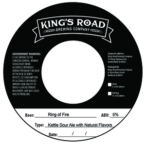 King's Road Brewing Company Ring Of Fire Kettle Sour Ale With Natural Flavors February 2023