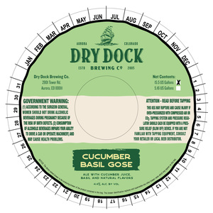 Dry Dock Brewing Cucumber Basil Gose February 2023