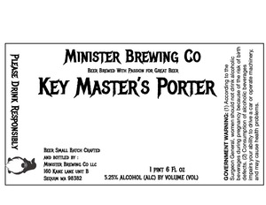 Minister Brewing Co. Key Master's Porter March 2023