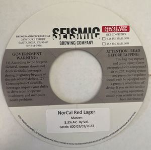 Seismic Norcal Red Lager March 2023