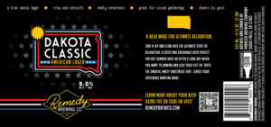 Remedy Brewing Co Dakota Classic American Lager