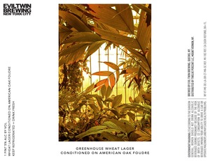 Evil Twin Brewing New York City Greenhouse Wheat Lager - Conditioned On American Oak Foudre