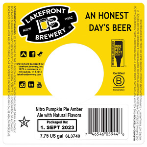 Lakefront Brewery Nitro Pumpkin Pie April 2023