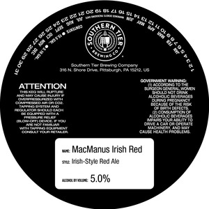 Southern Tier Brewing Company Macmanus Irish Red