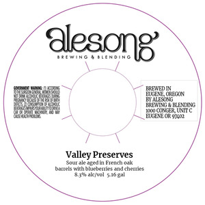 Alesong Brewing & Blending Valley Preserves March 2023