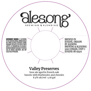 Alesong Brewing & Blending Valley Preserves