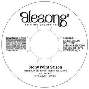 Alesong Brewing & Blending Stony Point Saison March 2023