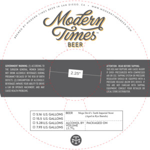 Modern Times Beer Mega Devil's Teeth Imperial Stout Aged In Rye Whiskey Barrels