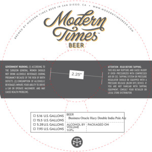 Modern Times Beer Business Oracle Hazy Double India Pale Ale