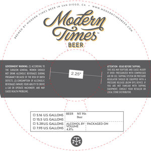 Modern Times Beer Mt Pils March 2023