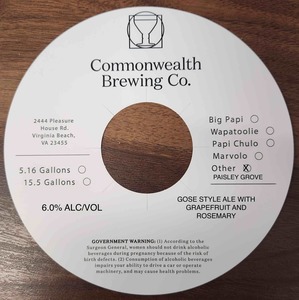 Commonwealth Brewing Co Paisley Grove