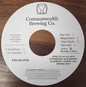 Commonwealth Brewing Co Melange A Trois