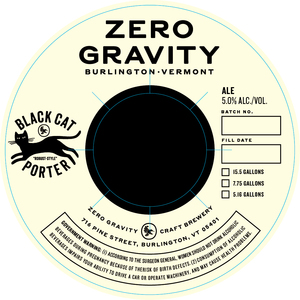 Zero Gravity Craft Brewery Black Cat Porter March 2023