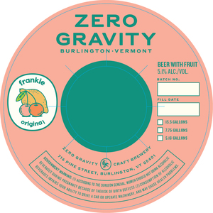 Zero Gravity Craft Brewery Frankie March 2023