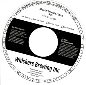 Whiskers Brewing Inc Mastiff Vanilla Stout