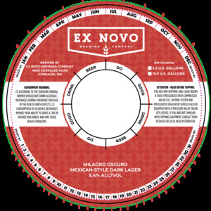 Ex Novo Brewing Company Milagro Oscuro March 2023