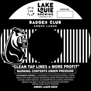 Lake Louie Brewing Badger Club Amber Lager March 2023