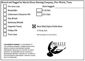Martin House Brewing Company Best Maid Spicy Pickle Beer