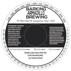 Barking Armadillo Brewing Shady Lady Hazy Pale Ale March 2023