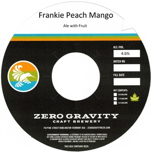 Zero Gravity Craft Brewery Frankie Peach Mango March 2023