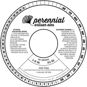 Perennial Artisan Ales Jane Says April 2023