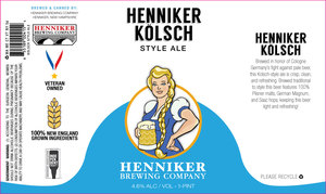 Henniker Brewing Company, LLC Henniker Kolsch Style Ale March 2023