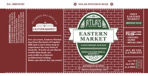 Atlas Brew Works Eastern Market Anniversary Kolsch April 2023