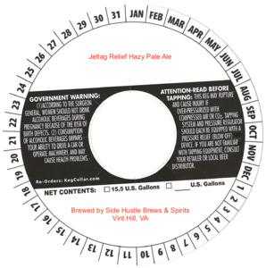 Side Hustle Brews & Spirits Jetlag Relief Hazy Pale Ale