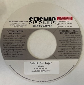 Seismic Red Lager March 2023