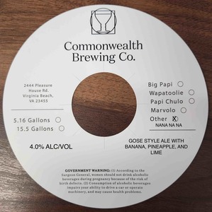 Commonwealth Brewing Co Nana Na Na