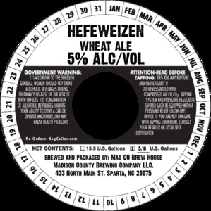 Mad Co Brew House Hefeweizen Wheat Ale March 2023