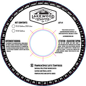 Lakewood Brewing Company Pumpkin Spice Latte Temptress