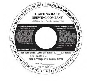 Fighting Hand Brewing Company Pog Blonde Ale April 2023