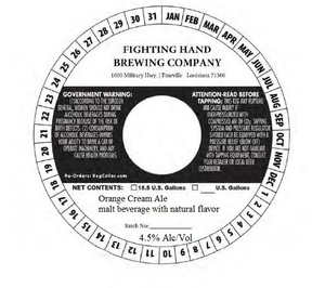 Fighting Hand Brewing Company Orange Cream April 2023