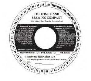 Fighting Hand Brewing Company Cinnafuego Hefeweizen April 2023